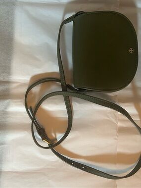 Tory Burch Olive Green Leather Saddle Crossbody